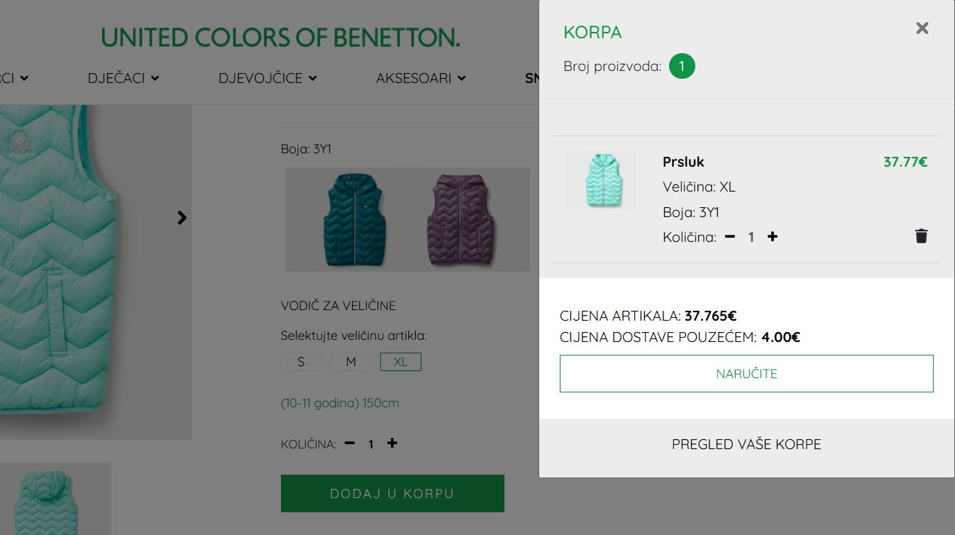 Benetton porudzbina