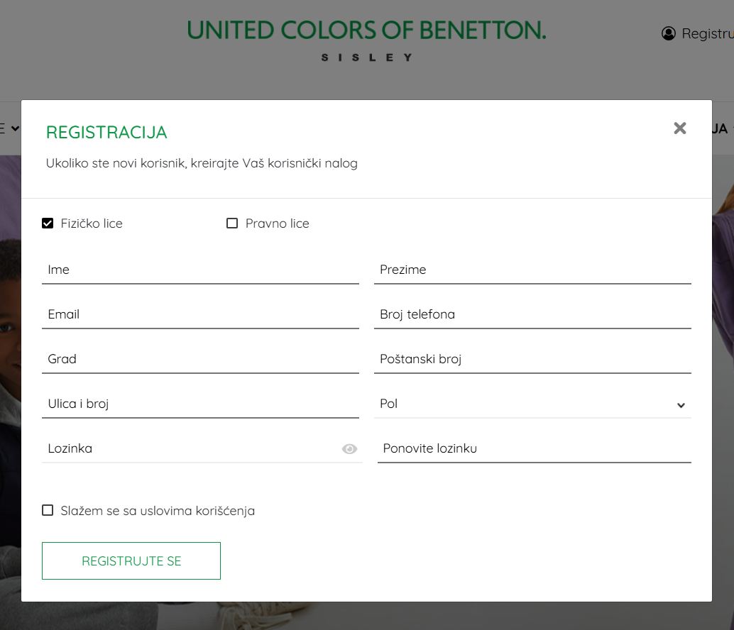 Benetton registracija